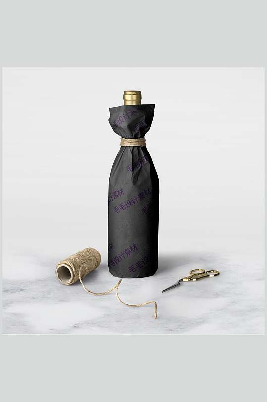 黑色高端绚丽果酒红酒香槟包装纸样机