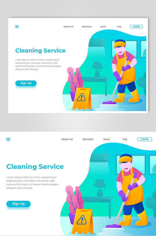 扁平化绿色环卫工作商业办公插画-众图网