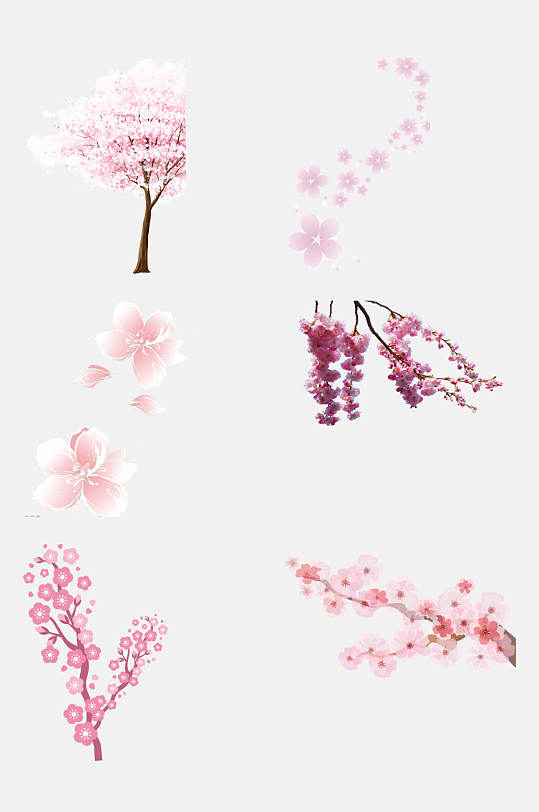 粉色时尚花朵樱花花瓣免抠元素