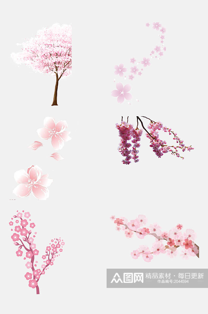 粉色时尚花朵樱花花瓣免抠元素素材