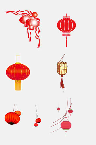 极简中国风红灯笼彩灯楷模元素