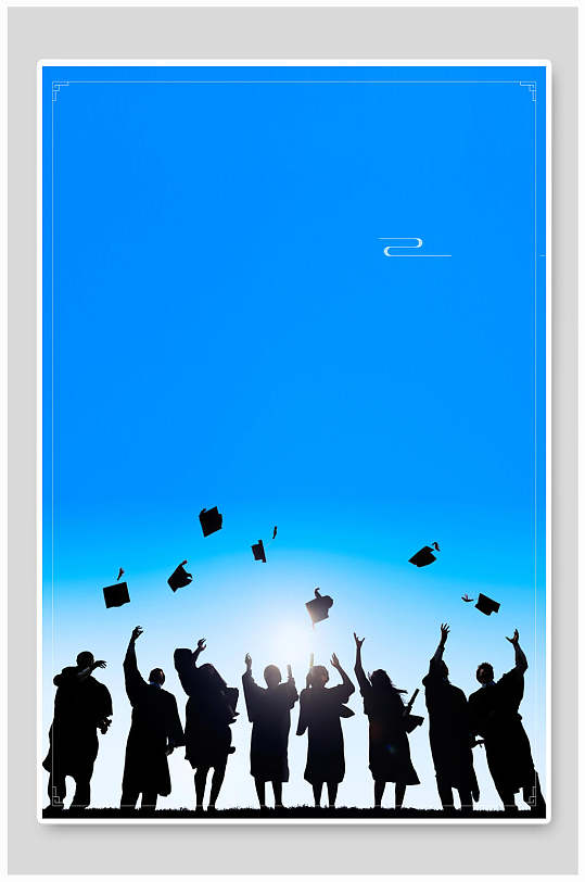 蓝色集体背影照青春毕业季背景素材-众图网