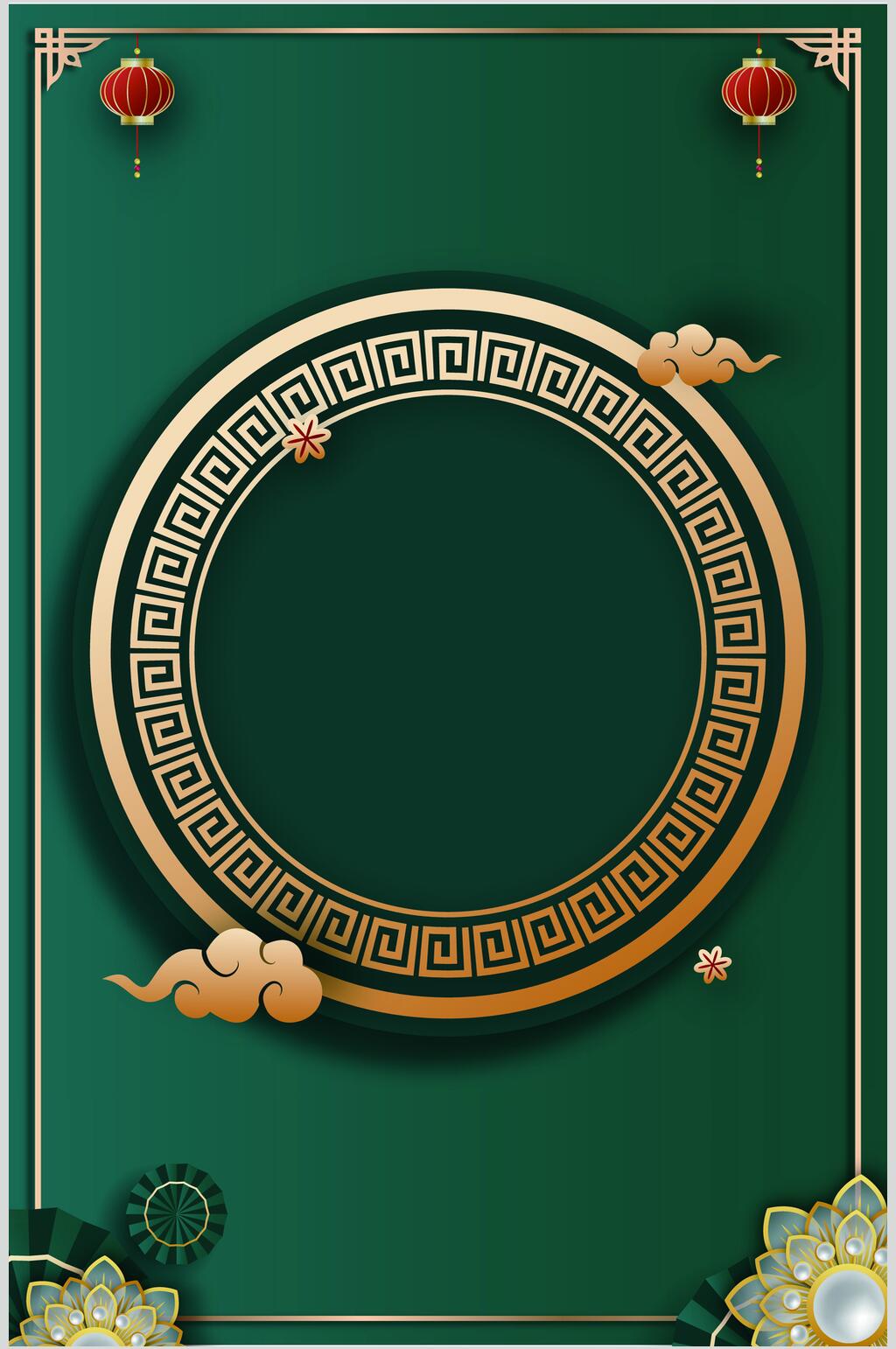 圆形灯笼矢量新年背景元素素材素材