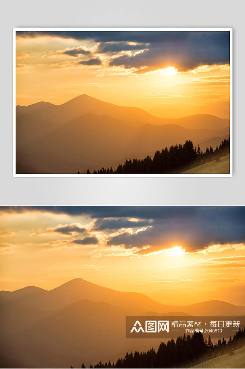 阳光山峰山脉风景图片素材