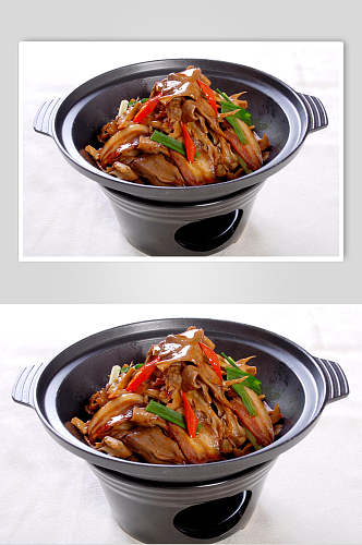 素菜干锅灰树菇食品摄影图片