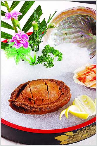 新鲜美味日式冰鲍刺身食物图片