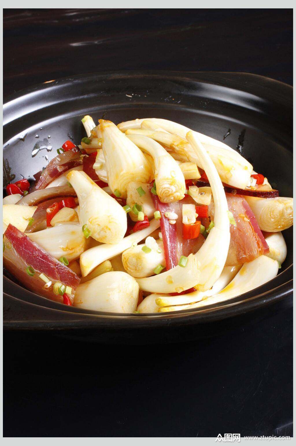 藠头炒腊肉美食摄影图片