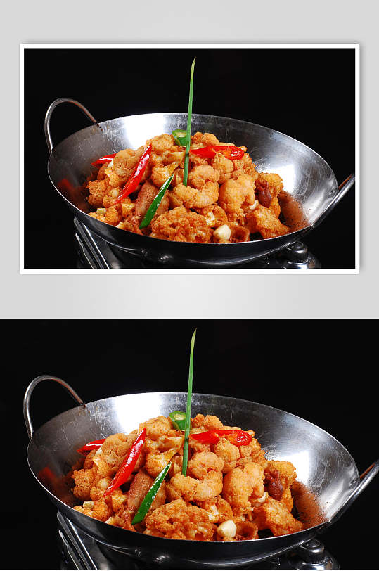 香辣美味风味干锅菜花食品摄影图片