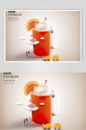 创意微型食品果汁海报