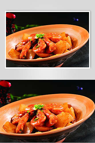 大碗虾烧冬瓜美食食品图片