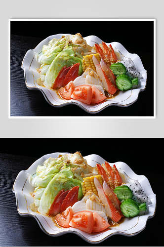 海鲜综合沙拉美食摄影图片