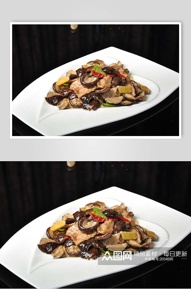 香菇炒肉片美食摄影图片素材