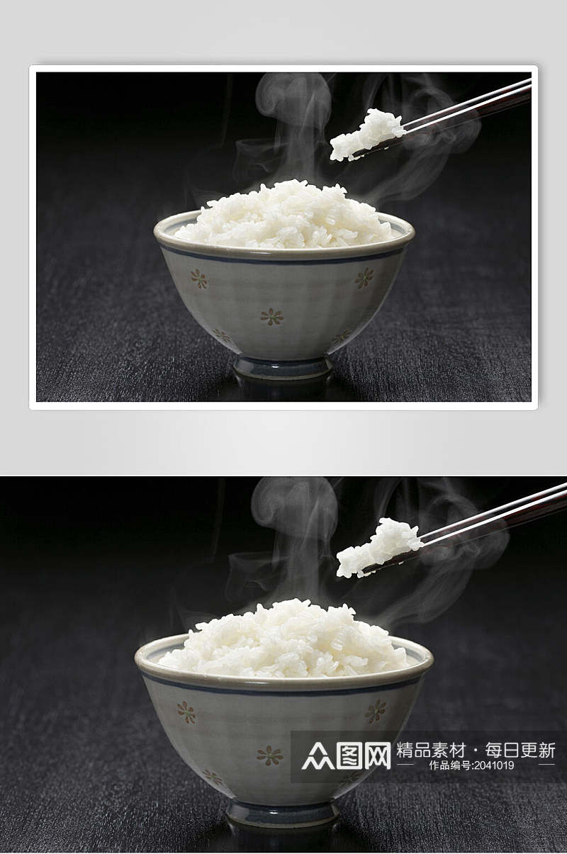 蒸米饭特写高清图片素材