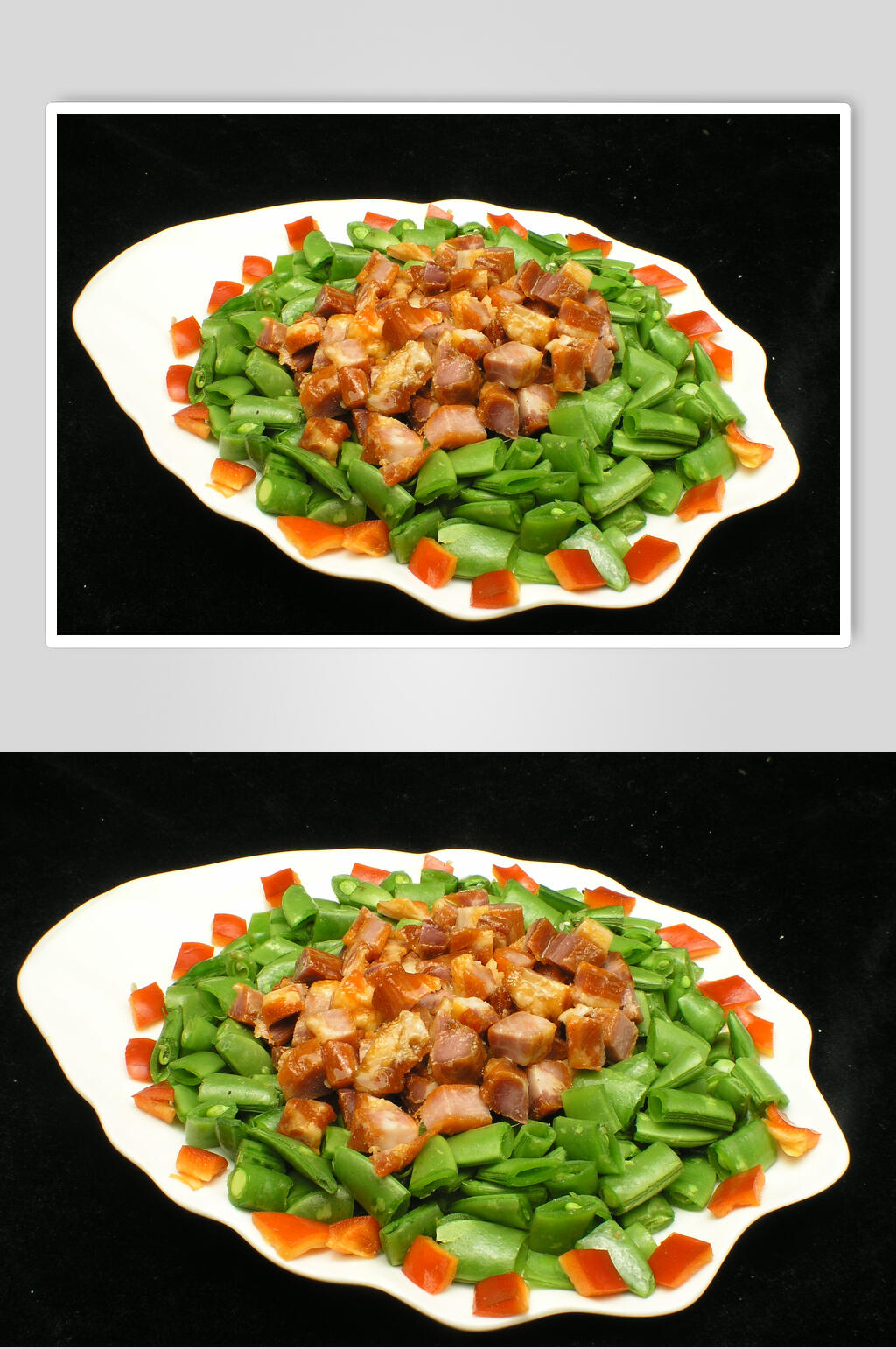 蜜豆酱爆叉烧粒食品摄影图片素材