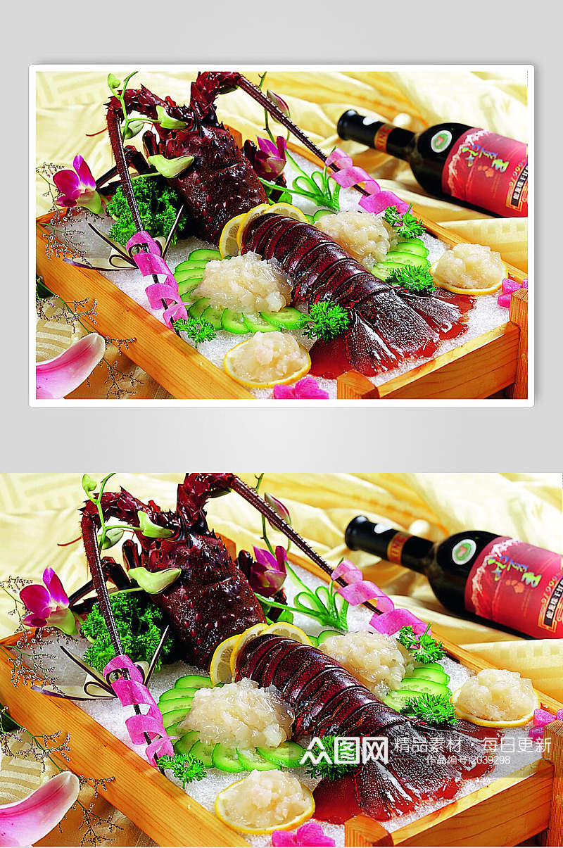 高端美味龙虾刺身食品图片素材