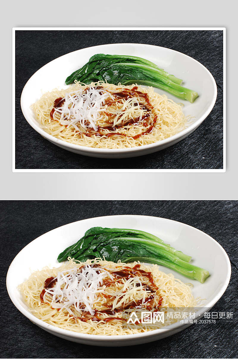 姜葱蚝油捞面美食摄影图片素材