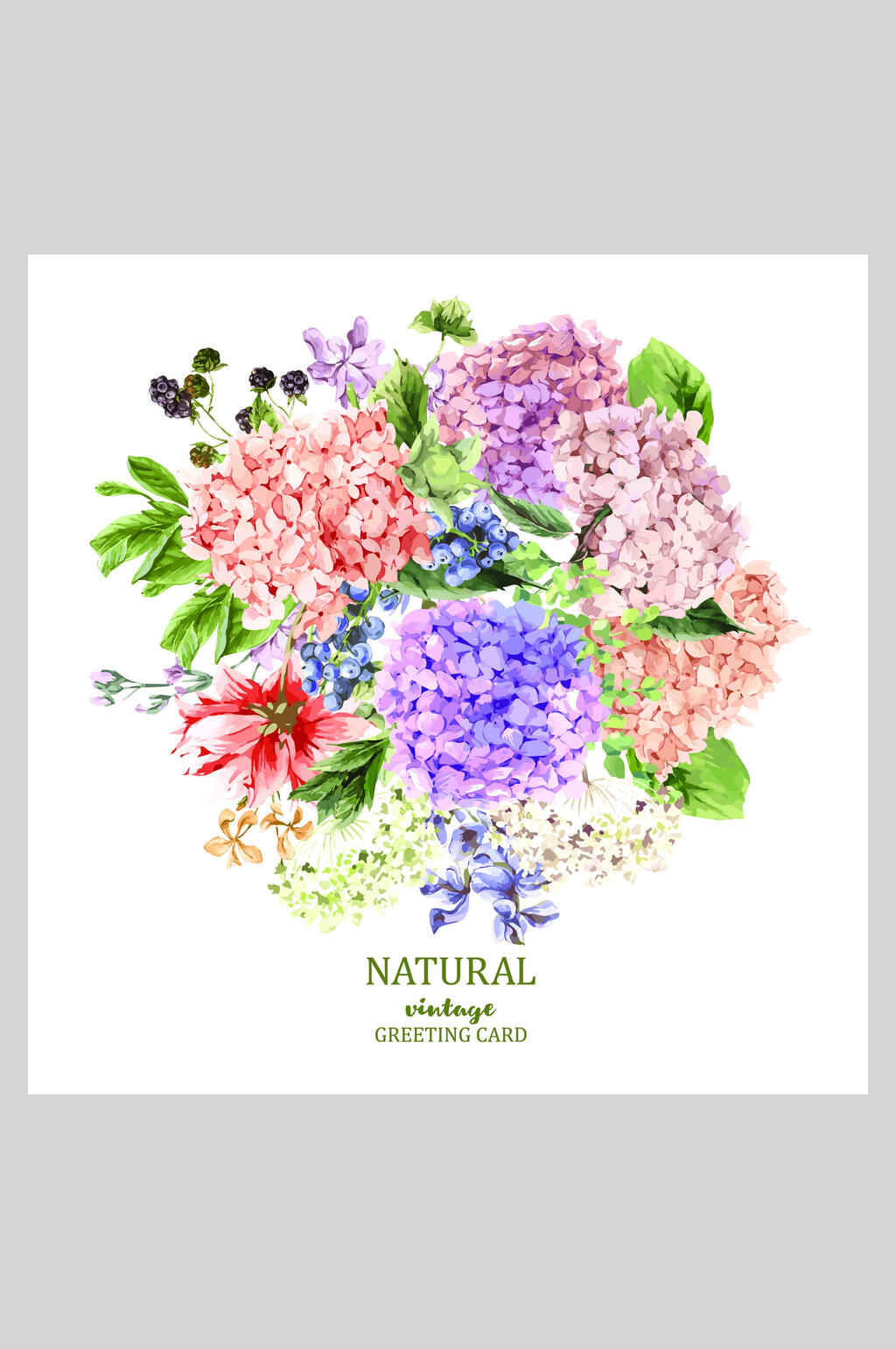 自然花卉婚礼邀请函矢量插画素材素材