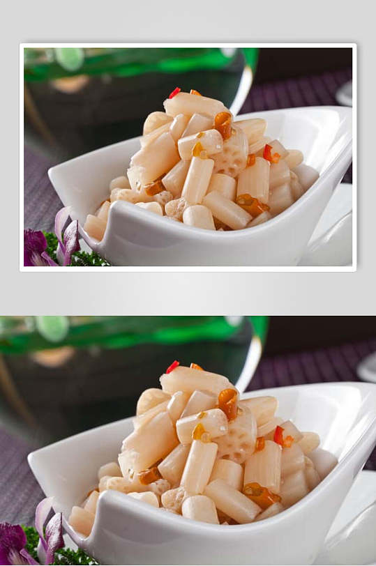 新鲜泡椒藕带美食摄影图片