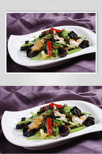 鸡纵菌炒螺片例餐饮食物图片