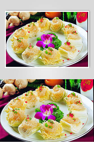 大同蒜茸粉丝蒸白菜食物图片