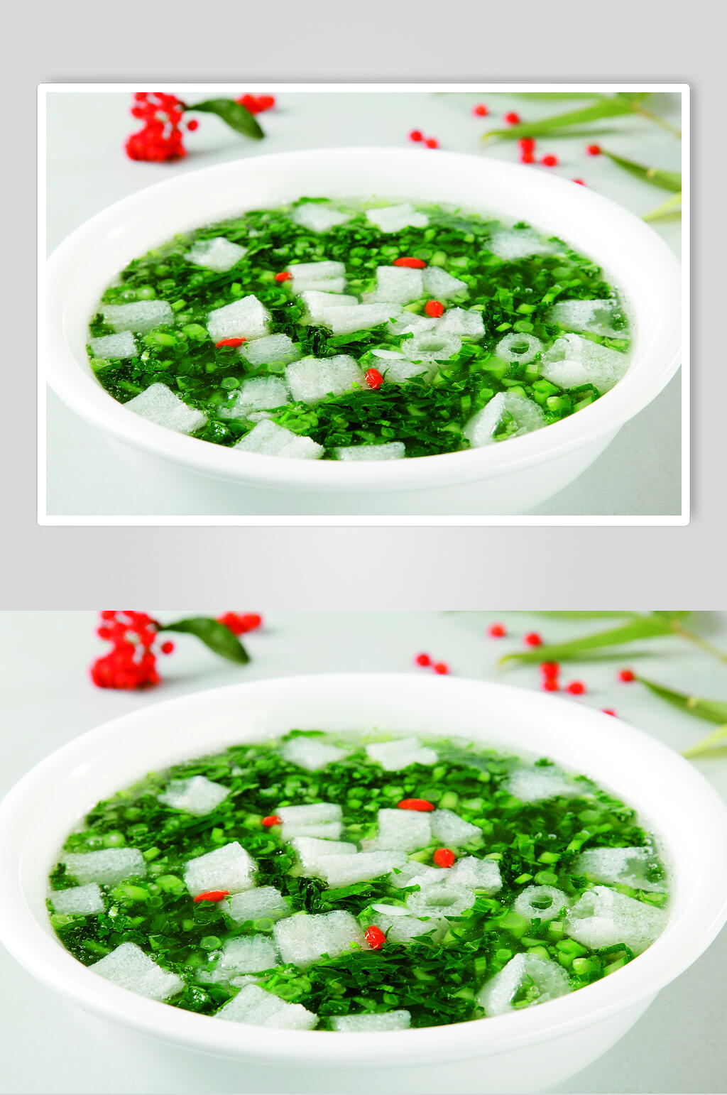 翡翠竹笙汤美食图片素材