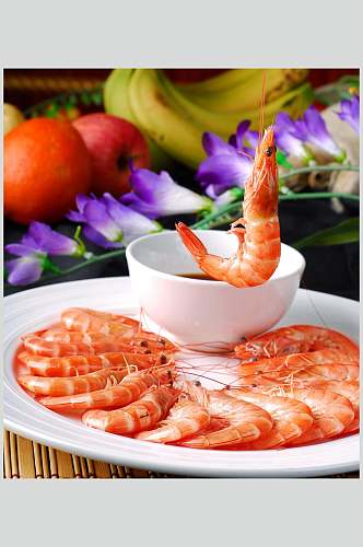 白灼基围虾食品摄影图片