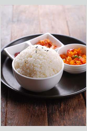 芝麻蒸米饭食物图片