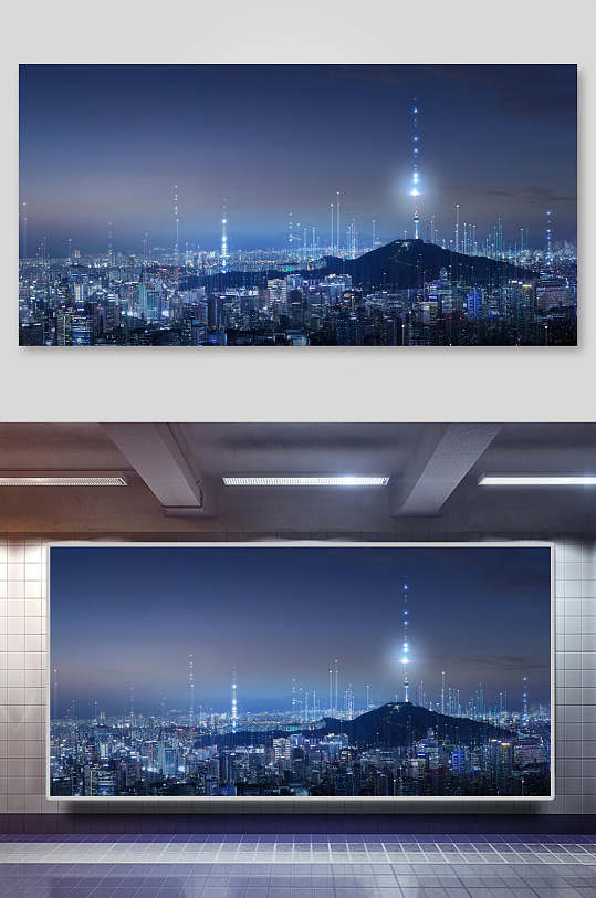 科技城市夜景免抠背景设计