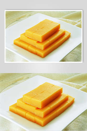 金黄美味豌豆黄摄影图片