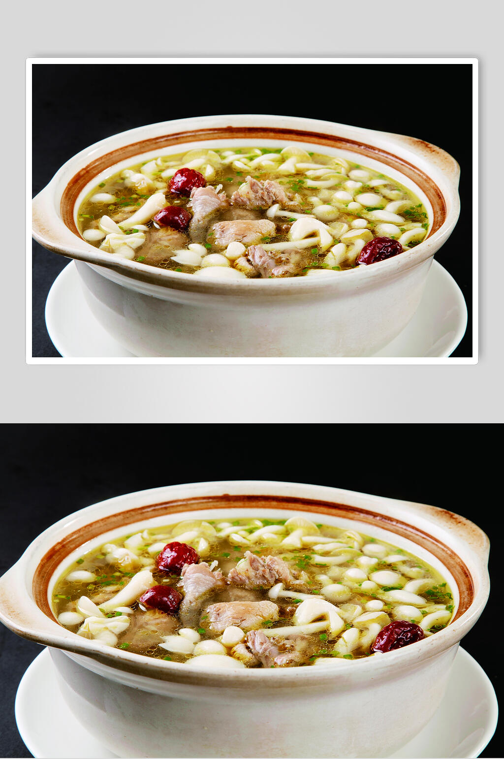 白玉菇炖野山鸡食物摄影图片素材