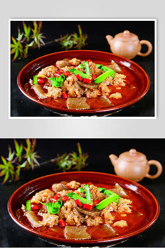 酥肉炖焖子美食摄影图片