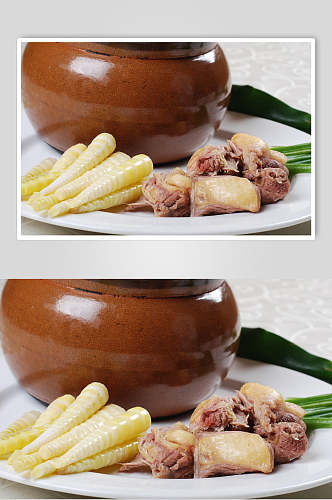 罗汉笋煲老鸭食物摄影图片