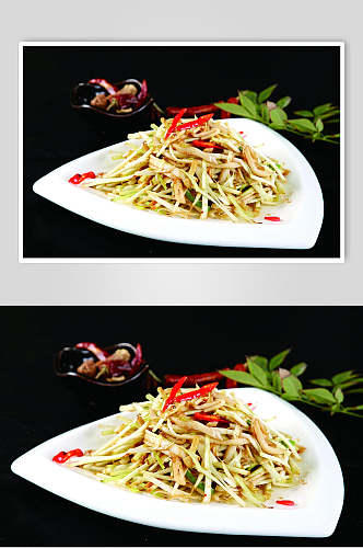 韭黄鲍鱼菇食物图片