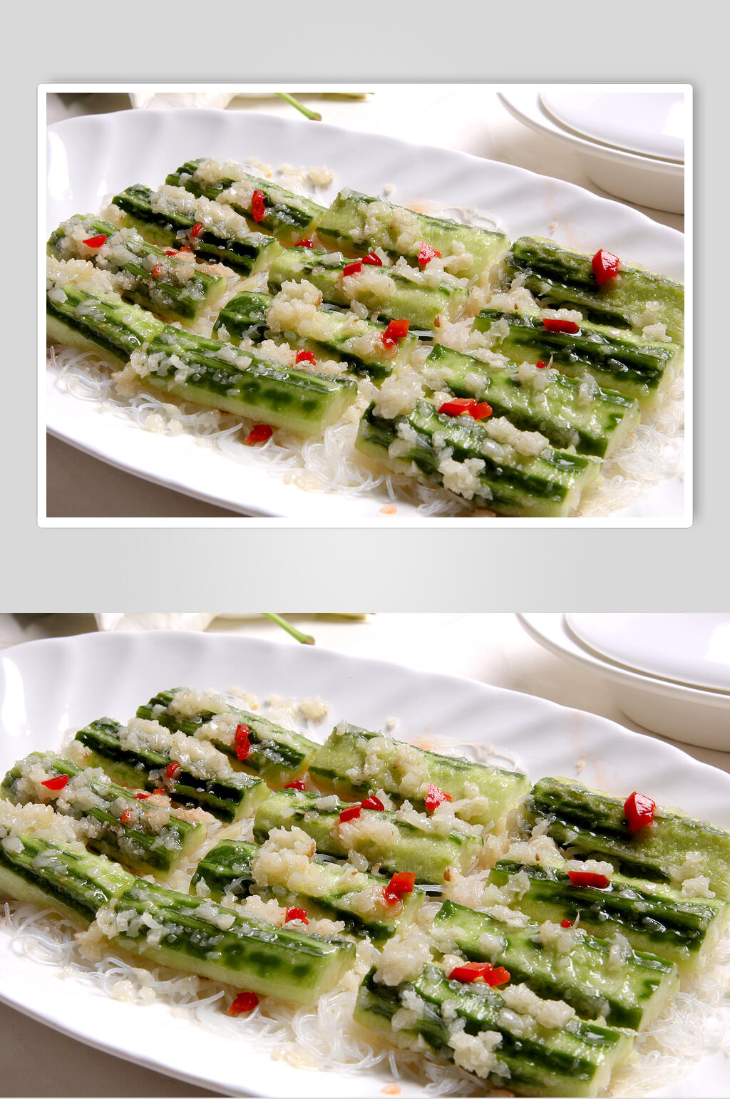 美味蒜茸蒸胜瓜食品高清图片素材