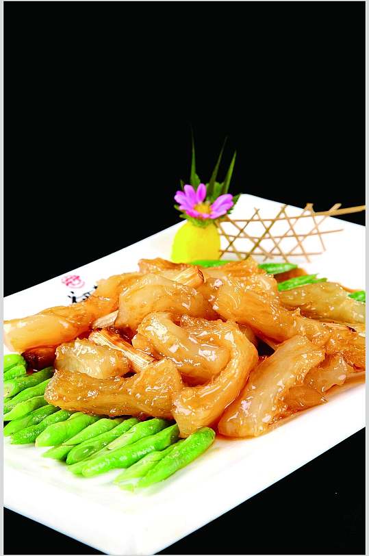 大葱烧蹄筋美食食物图片