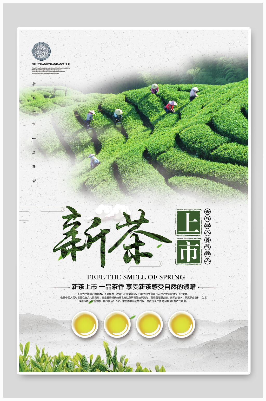 新茶上市绿色采茶海报素材