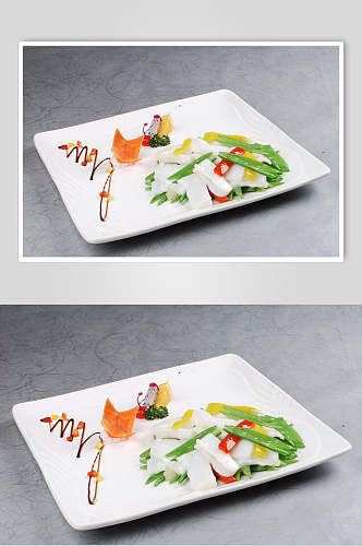 三色花枝片美食食品图片