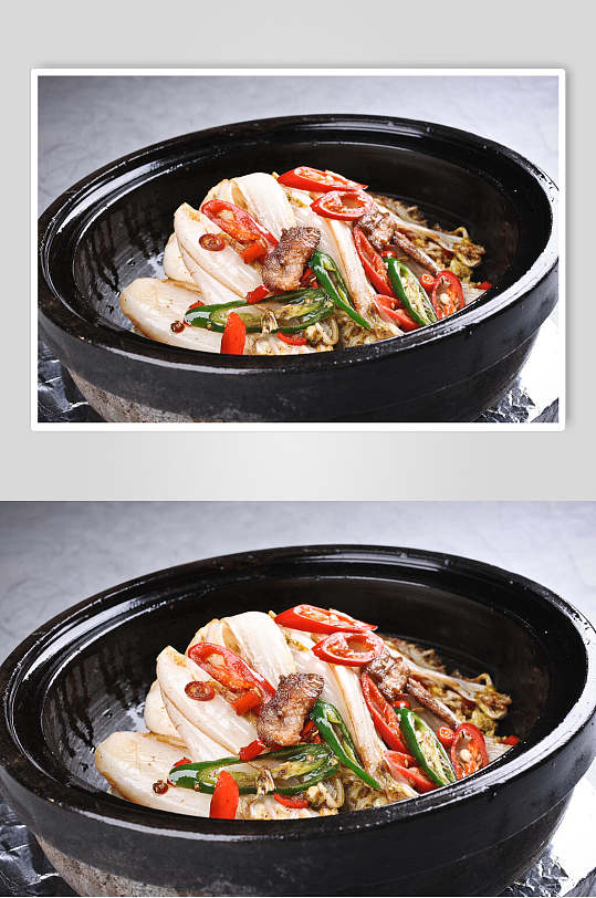 美味高山石锅娃娃菜食物图片
