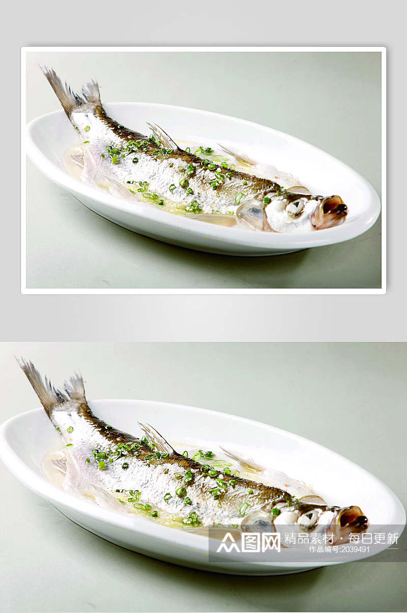 清蒸野生叼鱼美食食物图片素材