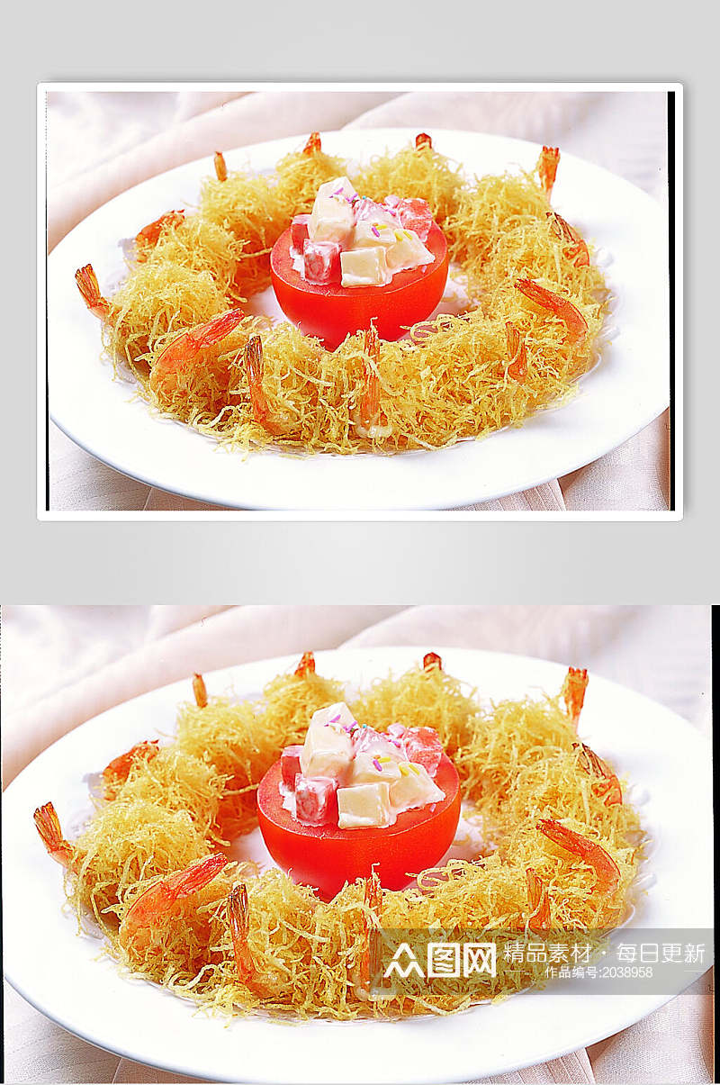 金丝凤尾虾食物摄影图片素材