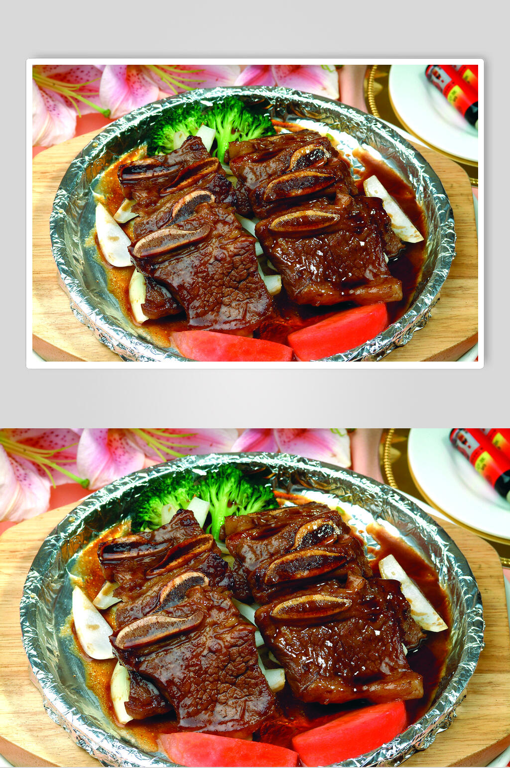 招牌香煎牛仔骨美食摄影图片素材