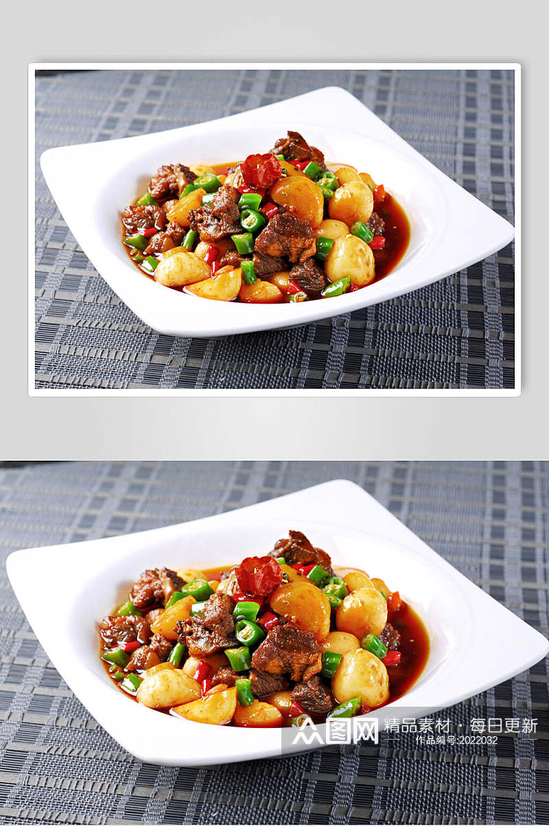 热菜小土豆烧仔排美食摄影图片素材