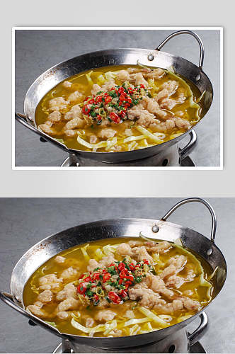 新鲜酸菜炖酥肉食物摄影图片