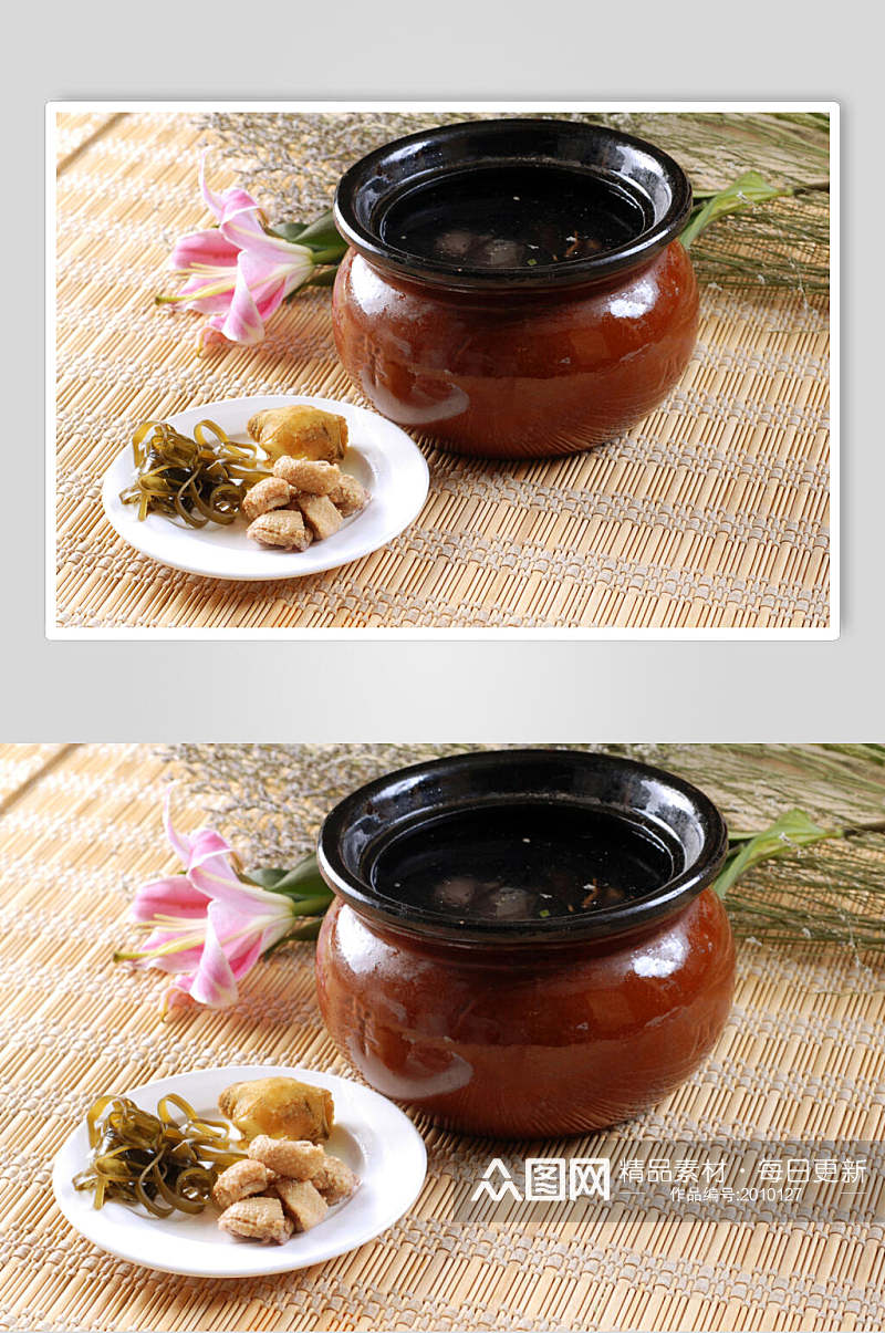 汤品带丝老鸭汤元份美食摄影图片素材