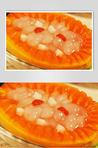 木瓜雪梨炖雪蛤美食食品图片