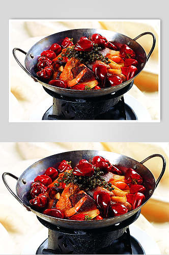 干锅油淋虾餐饮实拍图片