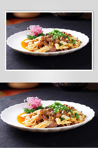 葱椒鸭胗美食摄影图片