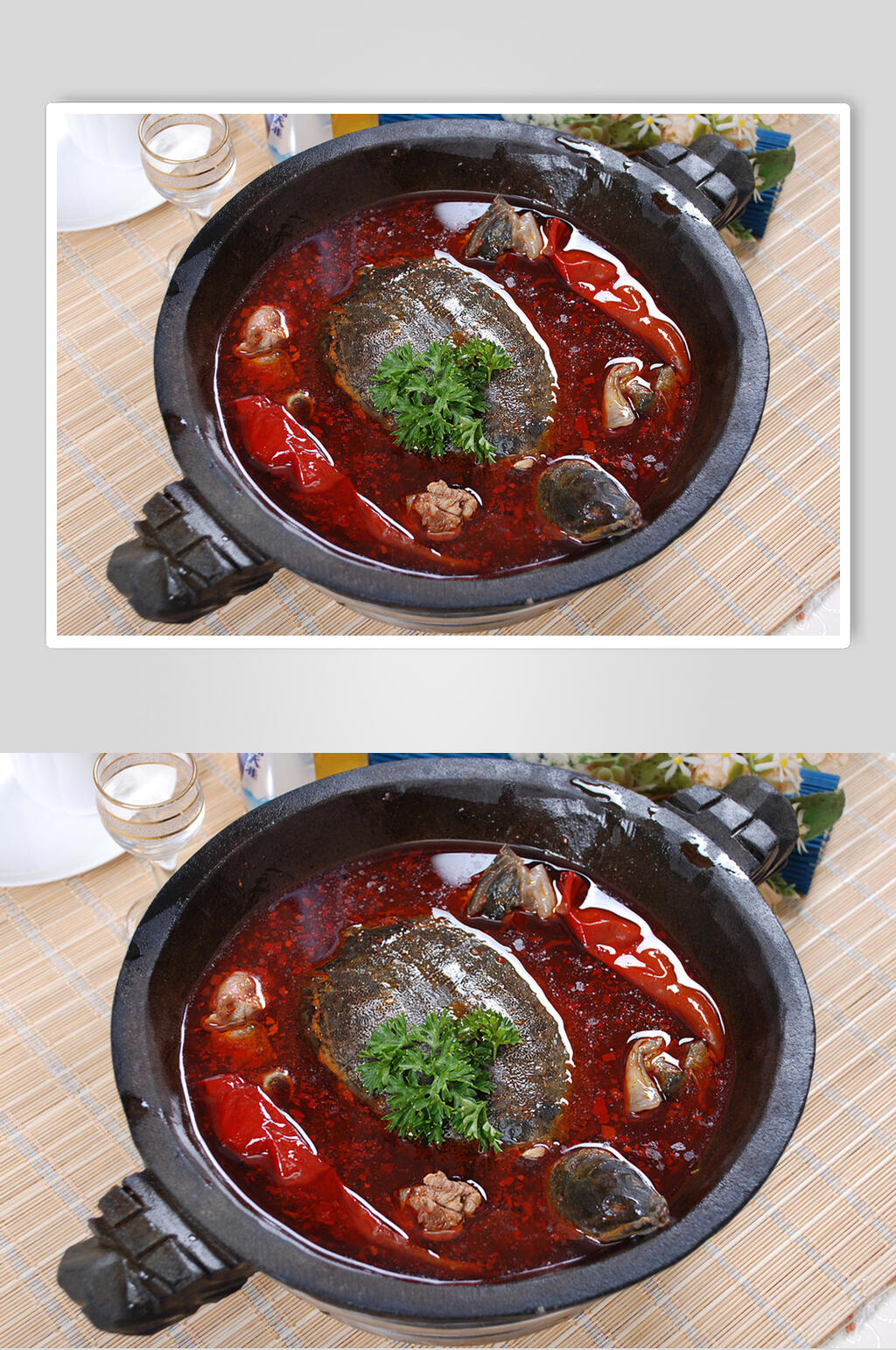 美味红油砂锅焖甲鱼食物图片素材