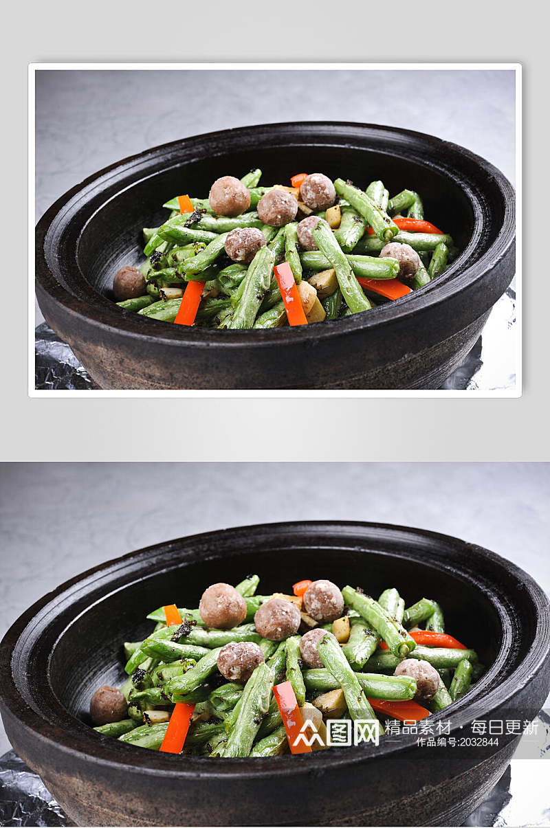 鹅肝揽菜焗豆王美食实拍图片素材