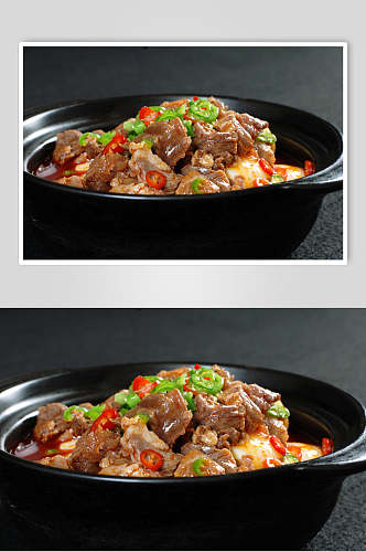 美味热菜蛋豆腐牛腩煲美食高清图片